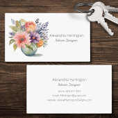 Simplistische Waterverf Bloemen in Vaas Visitekaartje