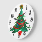 Simplistische Waterverf kerstboom Grote Klok (Hoek)