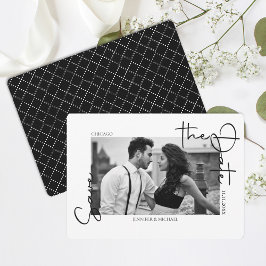 Simplistische witte zwarte foto Sla de datum op Save The Date