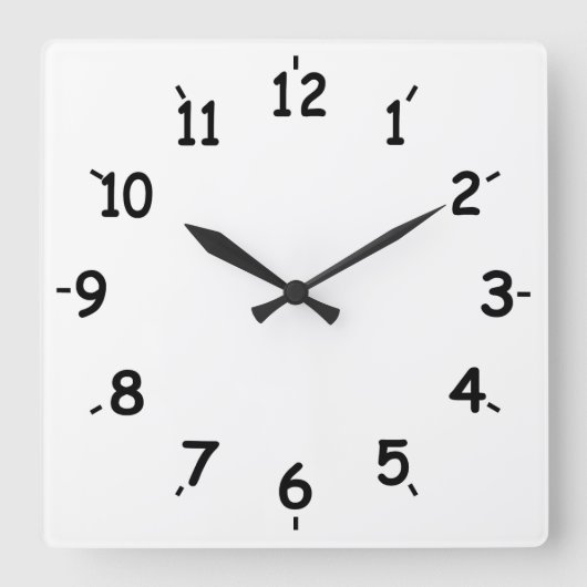 Simply Black And White Vierkante Klok (Voorkant)