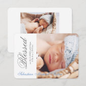 Simply Blessed Blue - 3x5 geboorteaankondiging Kaart (Voorkant / Achterkant)