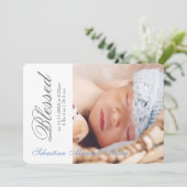 Simply Blessed Blue - Geboorteaankondiging Kaart (Staand voorkant)