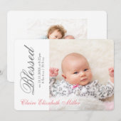 Simply Blessed Pink - Geboorteaankondiging Kaart (Voorkant / Achterkant)