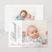 Simply Blessed Roze - 3x5 Geboorteaankondiging Kaart (Voorkant / Achterkant)