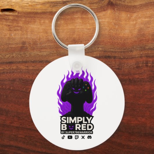 SIMPLY BORED Keychain – Purple Flame Edition 🔥🎮 (Achterkant)