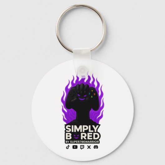 SIMPLY BORED Keychain – Purple Flame Edition 🔥🎮 (Achterkant)