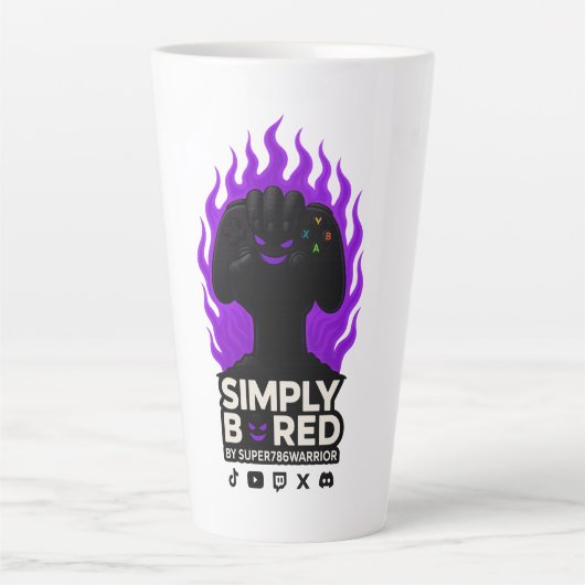 SIMPLY BORED Purple Flame Gaming T-Shirt 🔥🎮 Latte Mok (Voorkant)