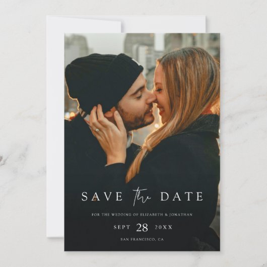Simply Chic Bewaar de Datum uitnodiging met foto (Voorkant)