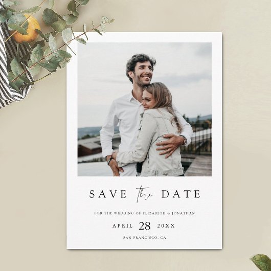 Simply Chic Minimalist Sla de datum op met foto Save The Date