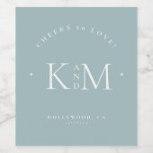 Simply Chic Wedding Cheers Dusty Blauwgroen/Wht ID Wijn Etiket (Enkel label)