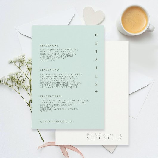Simply Chic Wedding Details Zee ID1046 Informatiekaartje