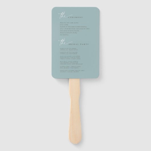 Simply Chic Wedding Welkomstprogramma Blauwgroen I Handwaaier (Achterkant)