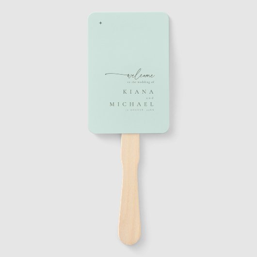 Simply Chic Wedding Welkomstprogramma Blauwgroen I Handwaaier (Voorkant)
