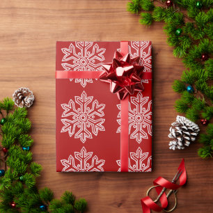 Simply Christmas Collectie Rood & Witte Sneeuwvlok Cadeaupapier