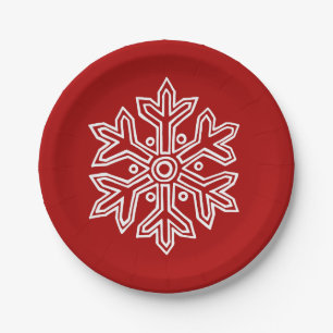 Simply Christmas Collectie Rood & Witte Sneeuwvlok Papieren Bordje