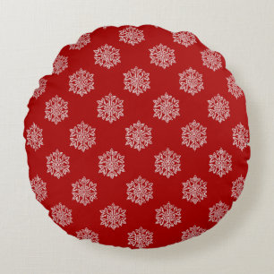 Simply Christmas Collectie Rood & Witte Sneeuwvlok Rond Kussen