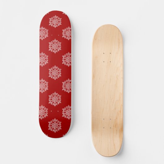 Simply Christmas Collection Red & White Snowflake Persoonlijk Skateboard (Voorkant)