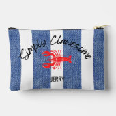 "Simply Clawesome" Kreeft op Denim Stripe Patroon Etui (Achterkant)