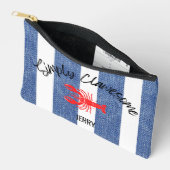 "Simply Clawesome" Kreeft op Denim Stripe Patroon Etui (Open)