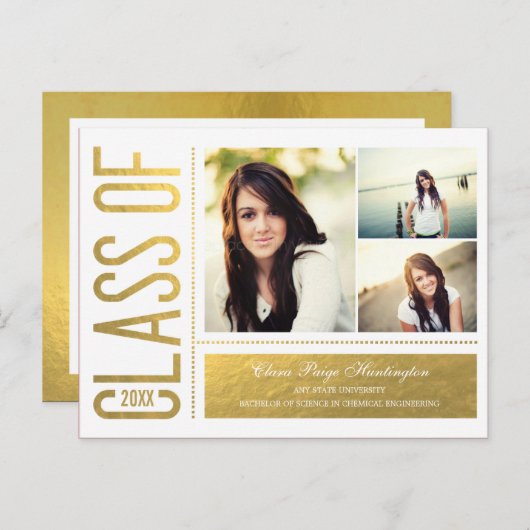 Simply Cool Afstuderen Aankondiging/Uitnodiging Uitnodiging Briefkaart (Voorkant / Achterkant)