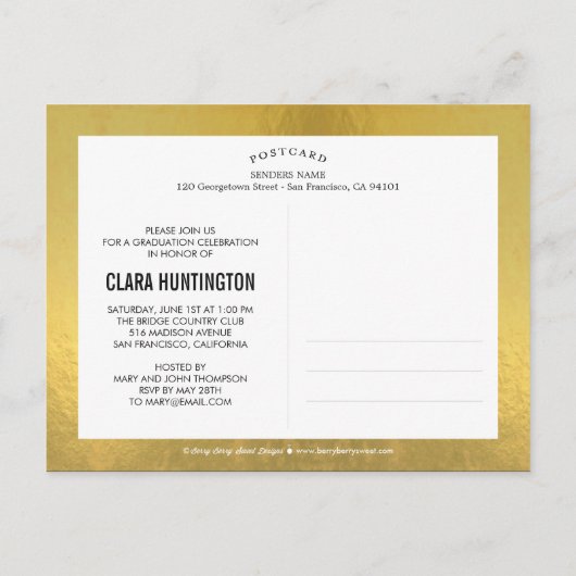 Simply Cool Afstuderen Aankondiging/Uitnodiging Uitnodiging Briefkaart (Achterkant)