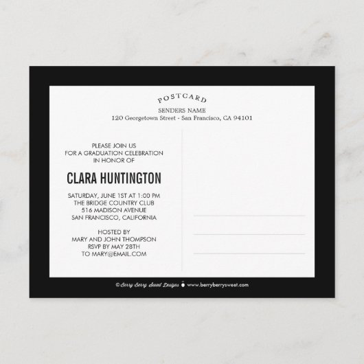 Simply Cool Afstuderen Aankondiging/Uitnodiging Uitnodiging Briefkaart (Achterkant)