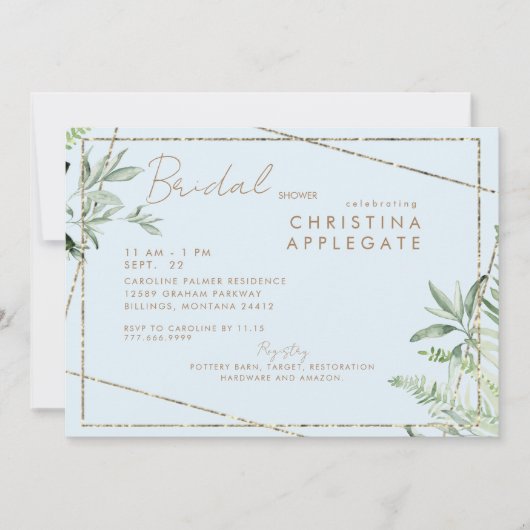 Simply Divine Ivy Blu & Gold Elegant Vrijgezellenf Kaart (Voorkant)