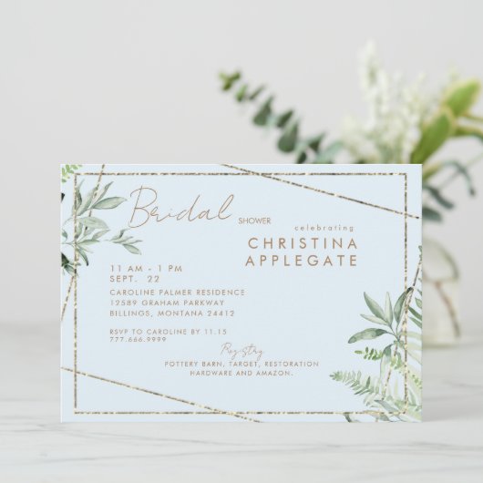 Simply Divine Ivy Blu & Gold Elegant Vrijgezellenf Kaart (Staand voorkant)