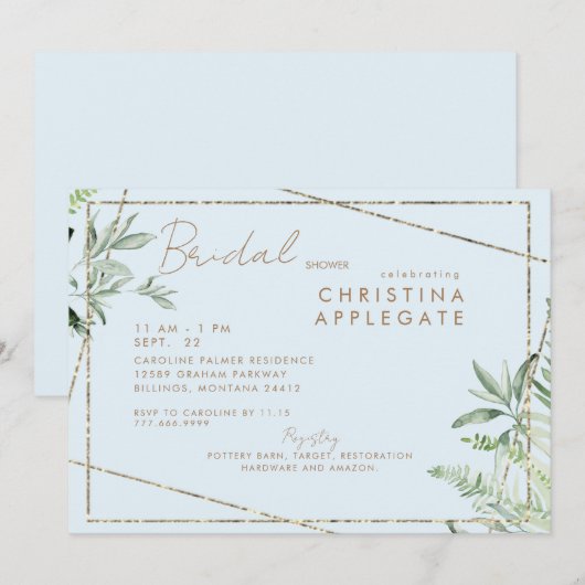 Simply Divine Ivy Blu & Gold Elegant Vrijgezellenf Kaart (Voorkant / Achterkant)