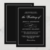 Simply Elegant Affair Zwart-wit bruiloft Kaart (Voorkant / Achterkant)