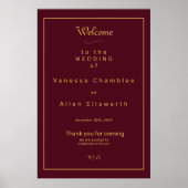 Simply Elegant Burgundy Gold with Border Poster (Voorkant)