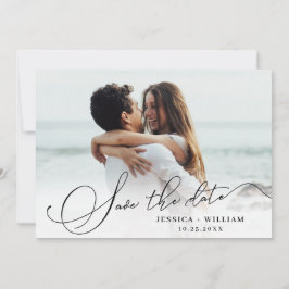 Simply Elegant Calligraphy Wedding 4 Photo Save The Date