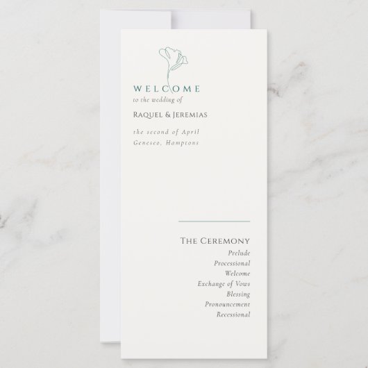 Simply Elegant Emerald Modern Wedding Program (Voorkant)