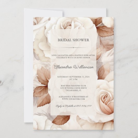 Simply Elegant Ivoor & Rust Rozen Vrijgezellenfees Kaart (Voorkant)