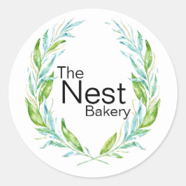 Simply Elegant Logo Laurel Branches voor Bedrijven Ronde Sticker