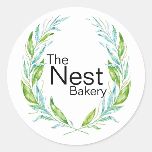 Simply Elegant Logo Laurel Branches voor Bedrijven Ronde Sticker (Voorkant)