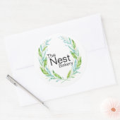 Simply Elegant Logo Laurel Branches voor Bedrijven Ronde Sticker (Envelop)