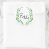 Simply Elegant Logo Laurel Branches voor Bedrijven Ronde Sticker (Tas)