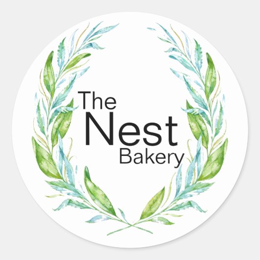Simply Elegant Logo Laurel Branches voor Bedrijven Ronde Sticker (Voorkant)