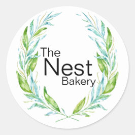 Simply Elegant Logo Laurel Branches voor Bedrijven Ronde Sticker