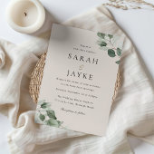 Simply Elegant Minimal Green Leaf Wedding Kaart