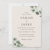 Simply Elegant Minimal Green Leaf Wedding Kaart (Voorkant)