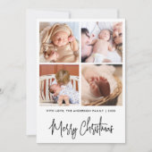 Simply Elegant Stylish 4 Photo Christmas Greetings Feestdagenkaart (Voorkant)