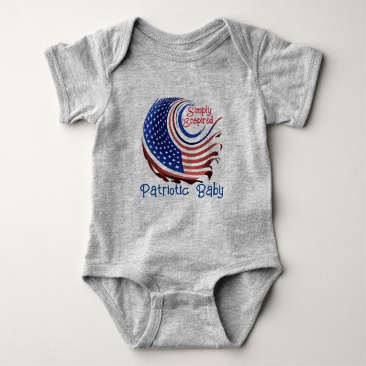 Simply Enspirated "Patriot Baby" Sterren en strepe Romper (Voorkant)