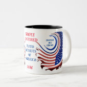 Simply Enspirated United We Stand Patriots: Tweekleurige Koffiemok (Voorkant rechts)