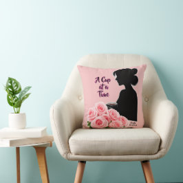 Simply Enspired “Één kopje tegelijk” Koffie Roos Kussen