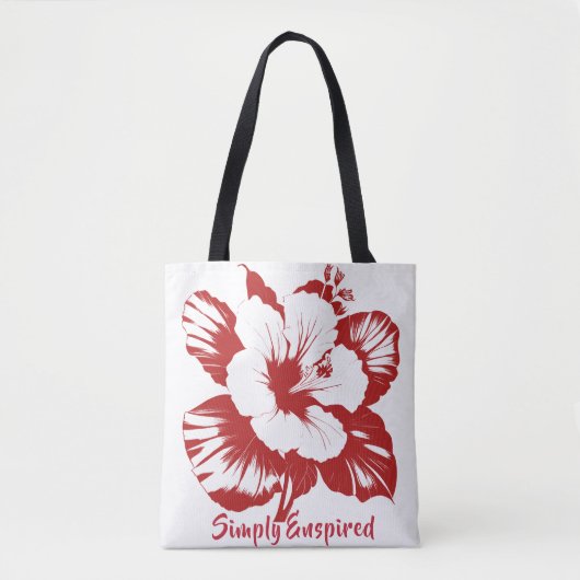 Simply Enspired Hibiscus Aanpasbare Herbruikbare Tote Bag (Voorkant)