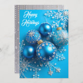 Simply Enspired Rhinestone Blue Ornament Feestdagenkaart (Voorkant / Achterkant)