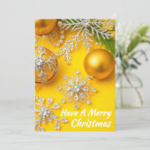 Simply Enspired Rhinestone Yellow Ornament Feestdagenkaart (Staand voorkant)