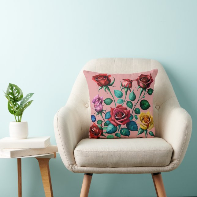 Simply Enspired Water Color Rozen Worp Kussen (Stoel)